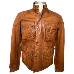 Authentic Ralph Lauren Southbury Leather Motorcycle Cafe Racer Jacket Large